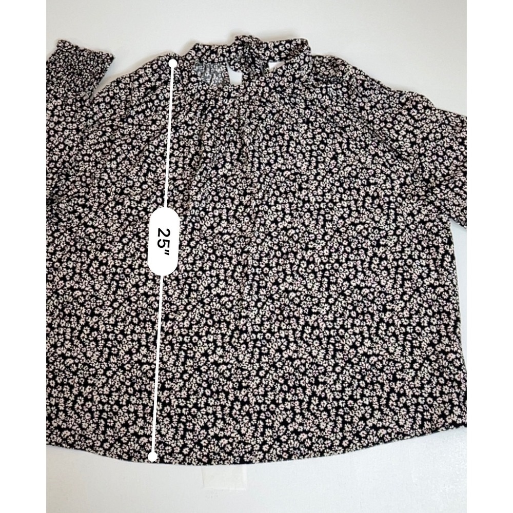 GAP NWT XL Black Floral Mock Neck Tie Blouse Dark Academia Cottagecore - Picture 12 of 12